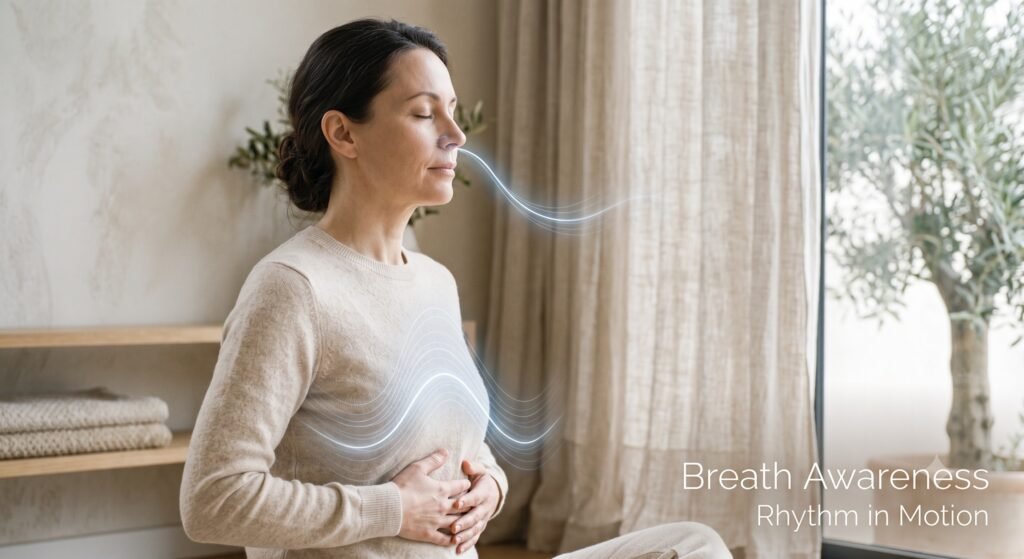Nasal breathing technique promoting calm and nervous system balance